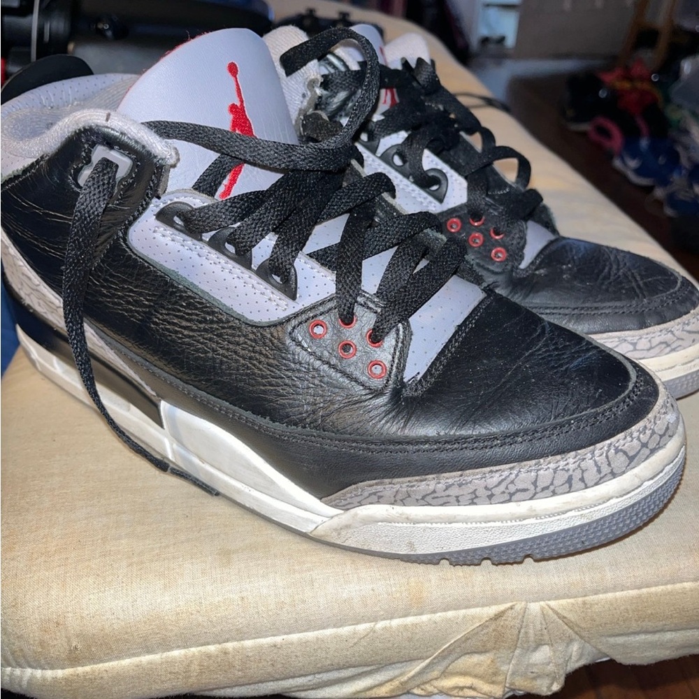 Jordan Black and White Sneakers with Red Accents